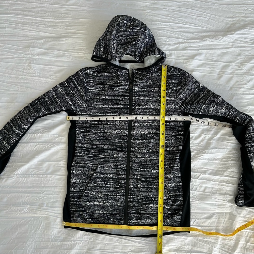 NIKE Women’s Full Zip Hoodie THERMA FIT Black/Gray/White Brushed Fleece Thumb M - Picture 14 of 15